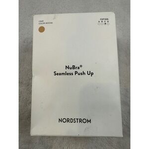 NuBra Seamless Push Up Bra Nordstrom Mocha Color Cup Size C‎ Adhesive